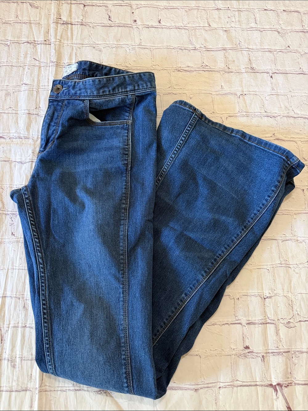 Free People Penny Low Rise Blue Flared Jeans Stretch Size 27